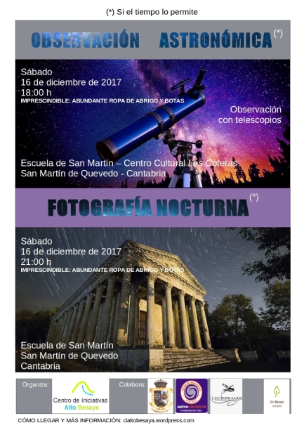 Cartel observación astronómica diciembre 2017